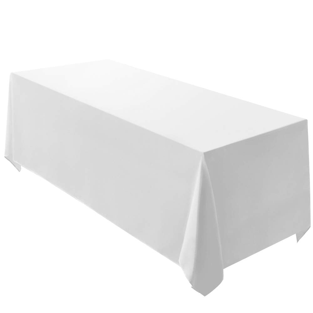 Surmente 10 Pack 90x156 Inch White Tablecloth for 8 Foot Rectangle Tables