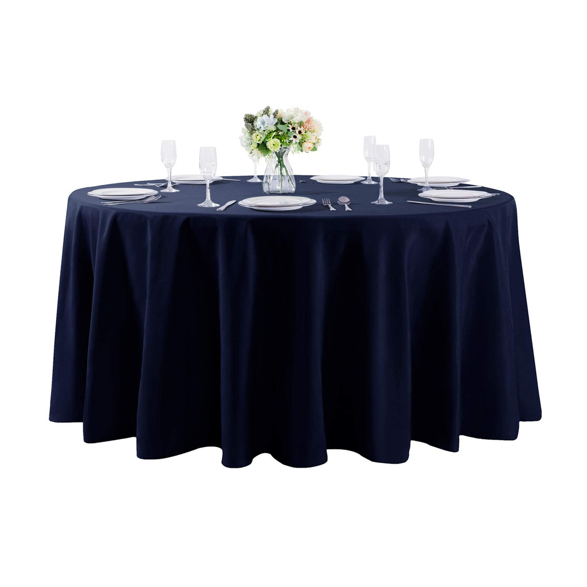 Cupuamon 120 inch Round Tablecloth Washable Polyester Table Cloth Decorative Table Cover for Wedding Party Dining Banquet (120 inch,White)