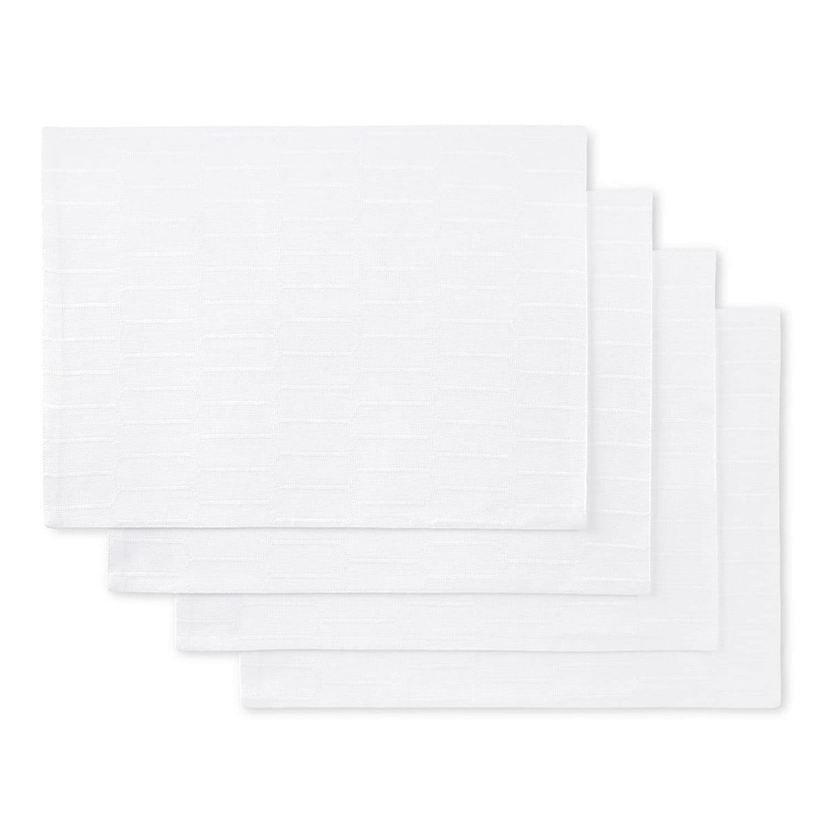 Martha Stewart Honeycomb Modern Farmhouse Reversible Placemat 4-Pack Set, Beige, 13"x17.5"