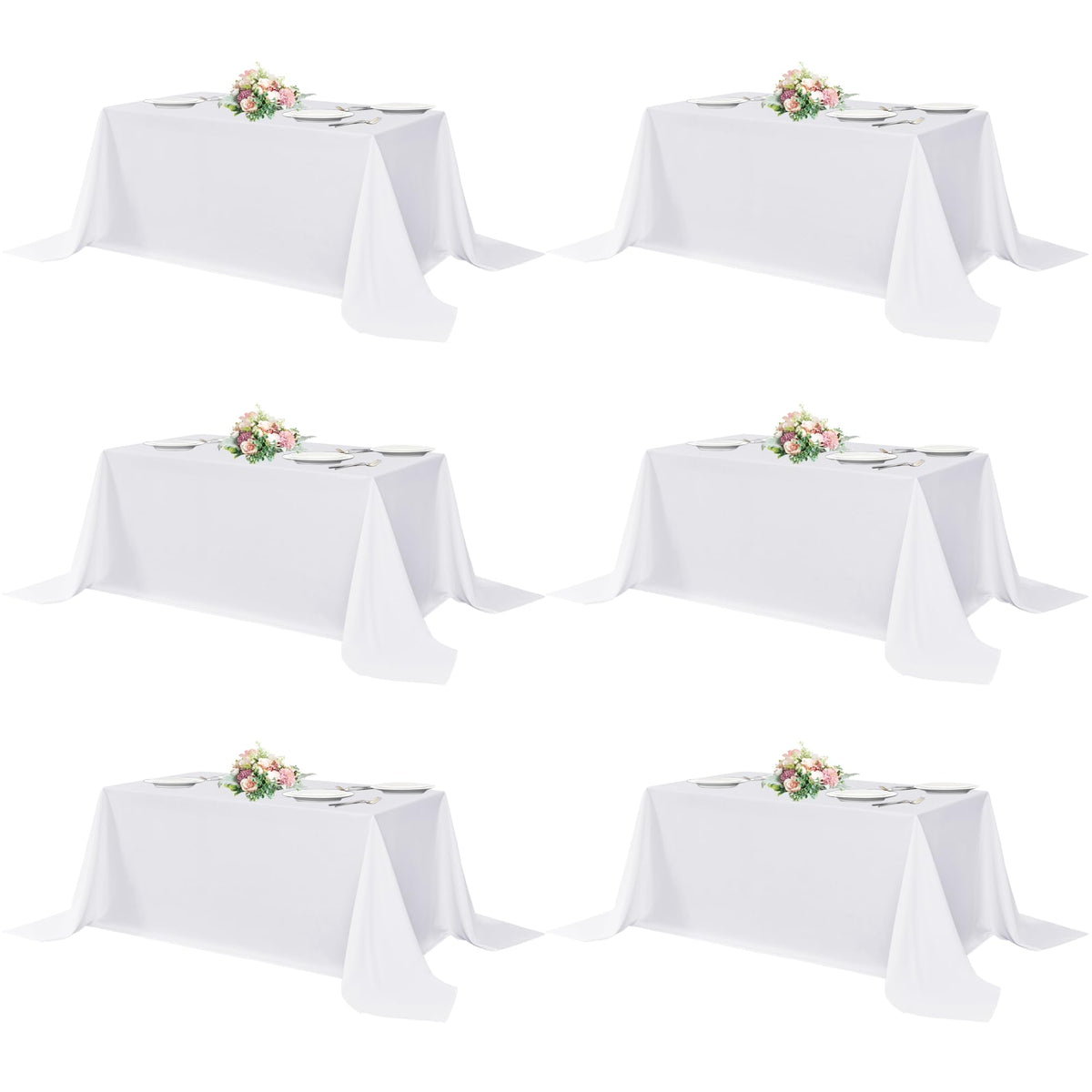 sancua Navy Blue Tablecloths 60x120 Inch for 8 Foot Tables, 6 Pack
