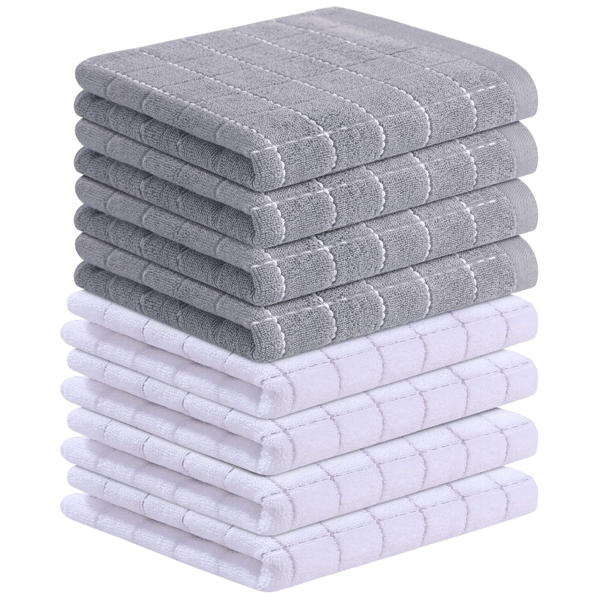 Homaxy 100% Cotton Terry Kitchen Towels, 4 Pack, Black