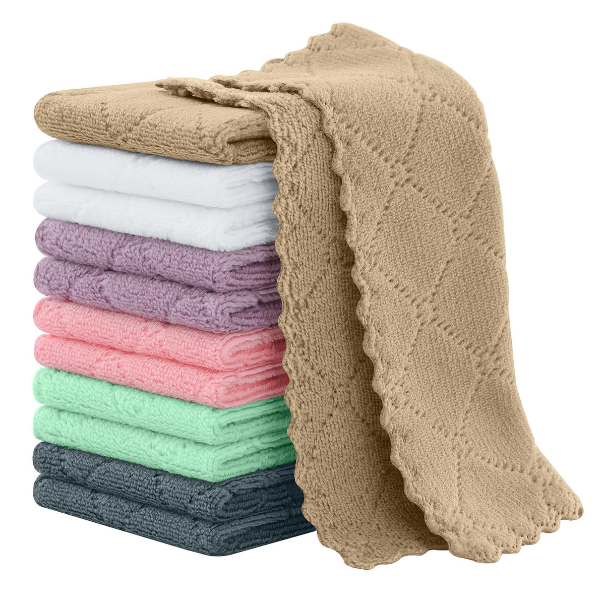 Homaxy 12 Pack Super Soft & Absorbent Dish Cloths, 10" x 10", Grass Green