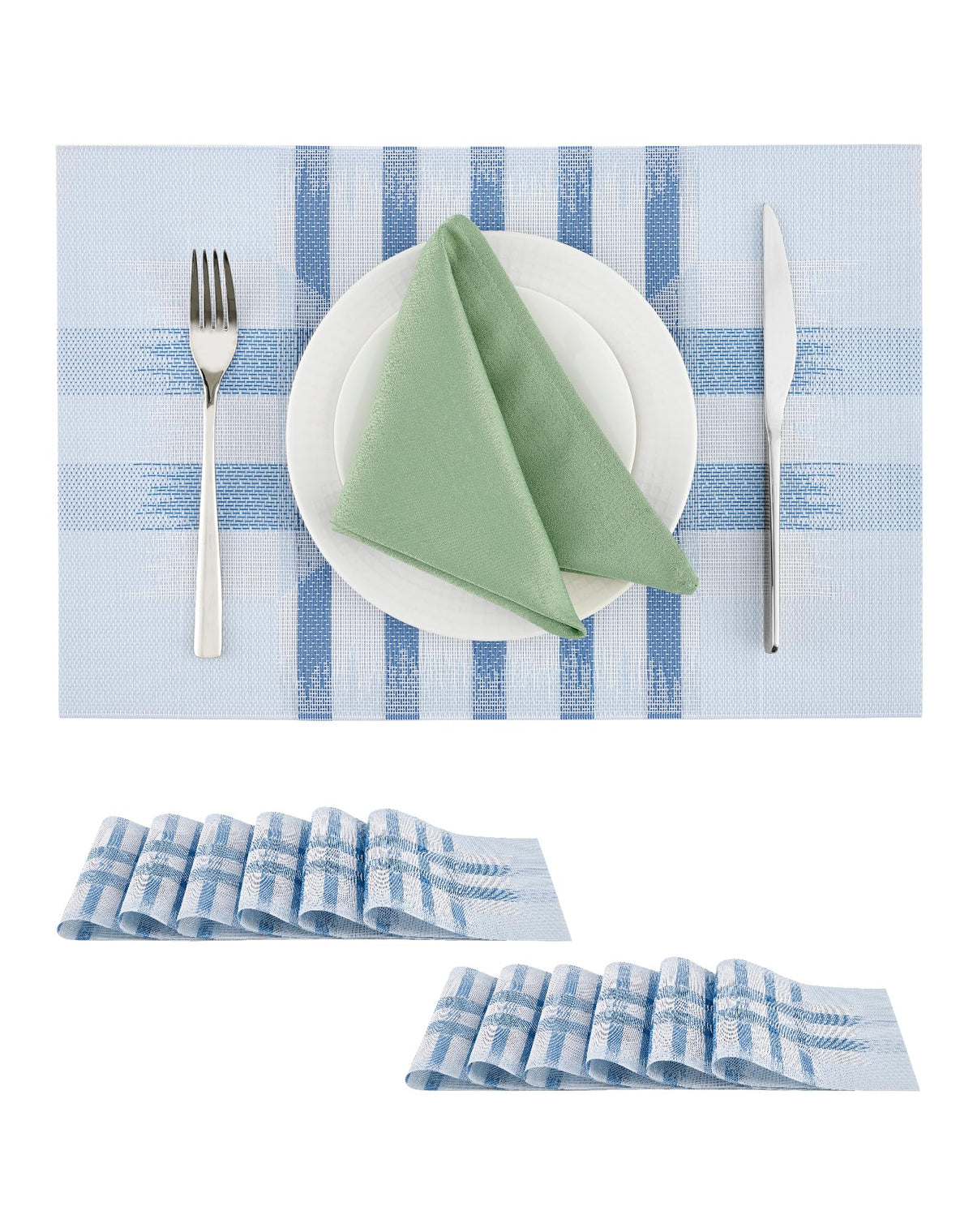 Woven Vinyl Beige Placemats Set of 8 - Linen Look & Easy to Clean