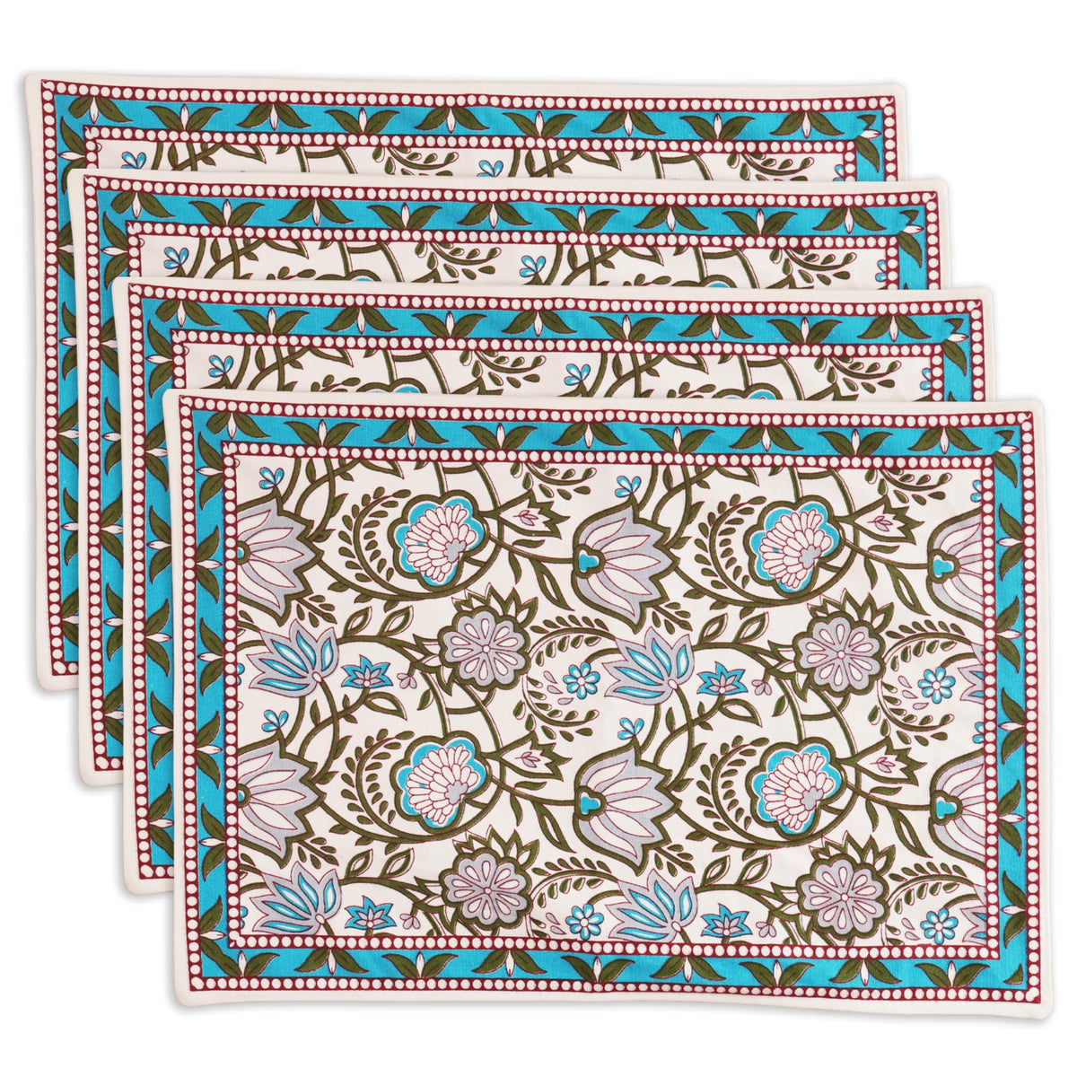 Floral Cloth Placemats Set of 4, 12"x18", Blush Pink Floral