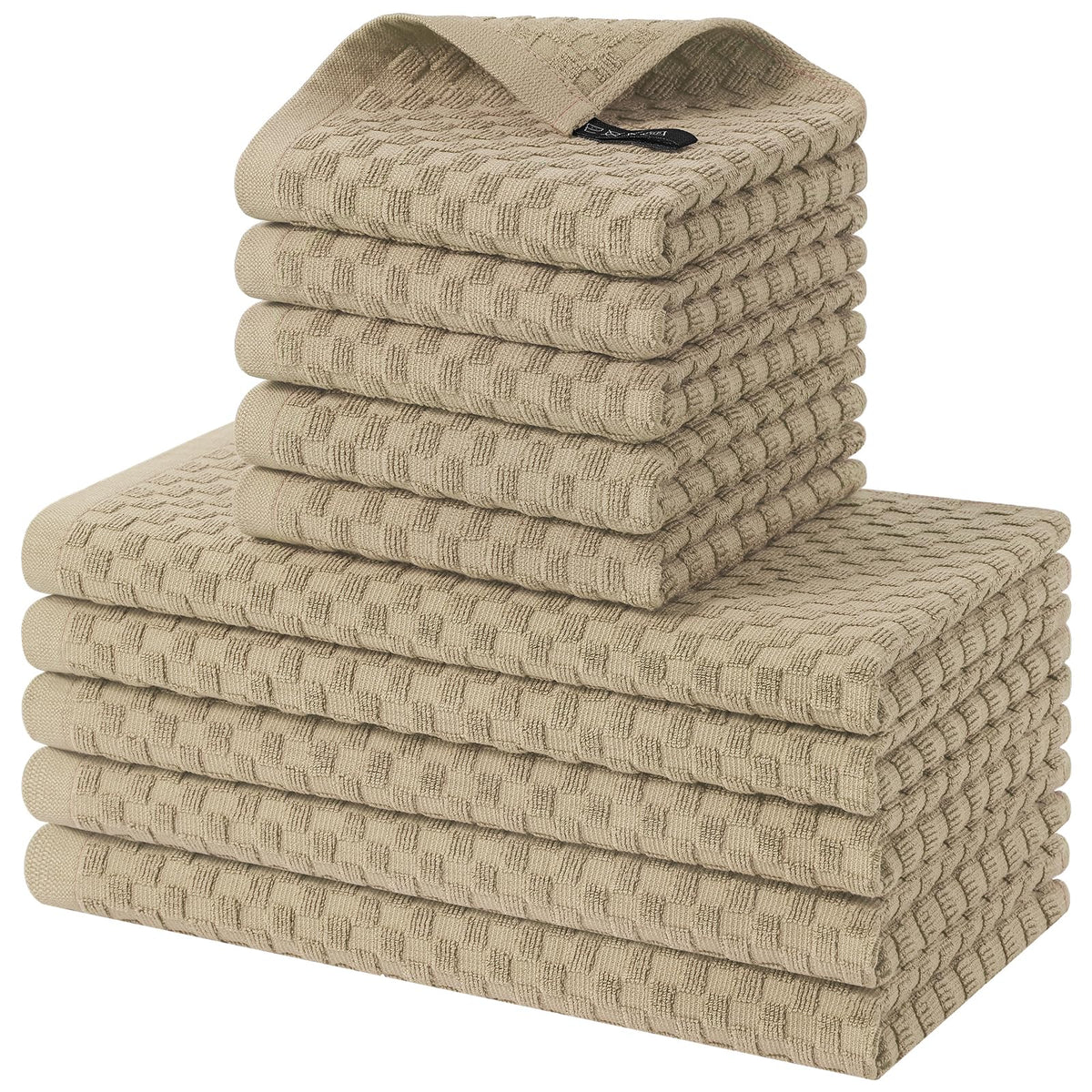 Homaxy 8 Pack 100% Cotton Kitchen Towels and Dishcloths Set, Dark Grey