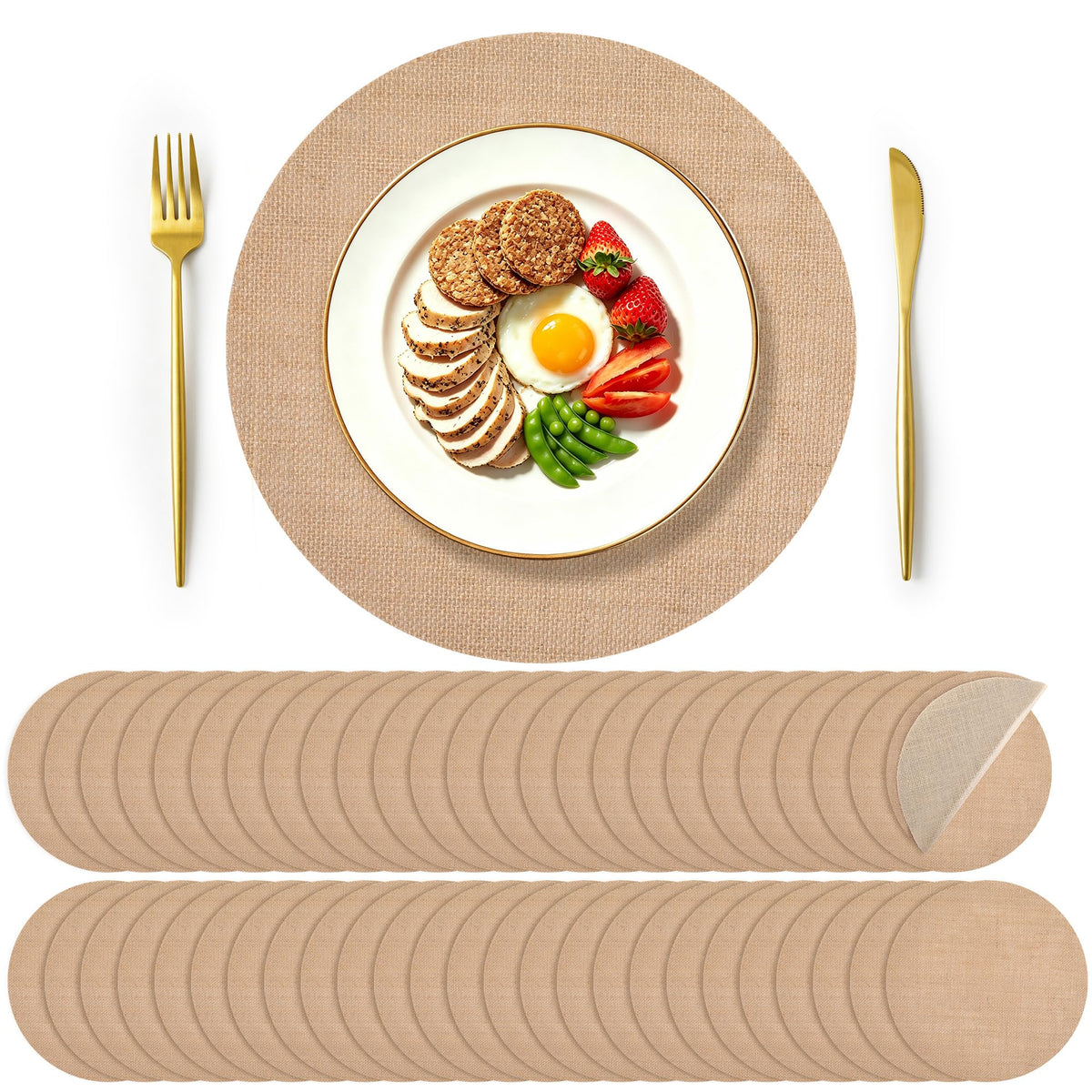 25 Pieces 13.78 Inch Burlap Round Placemats,Reusable Rustic Jute Table Mats