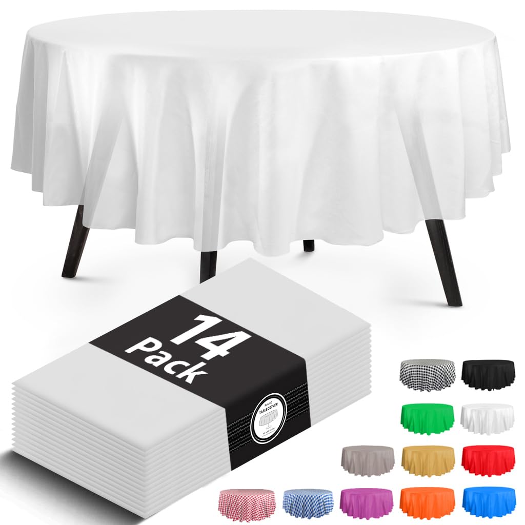 14 Pack Black 54 x 108 in. Rectangle Disposable Plastic Tablecloths - Smooth Decorative Covers for Parties, Weddings