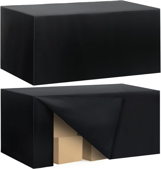 Ascoza 2 Pack Fitted Tablecloth for 6 Foot Rectangle Tables 72 x 30 Inch Black Table Covers Water Resistant Polyester Table Cloth for Wedding, Parties,Display, Trade Show (Black)