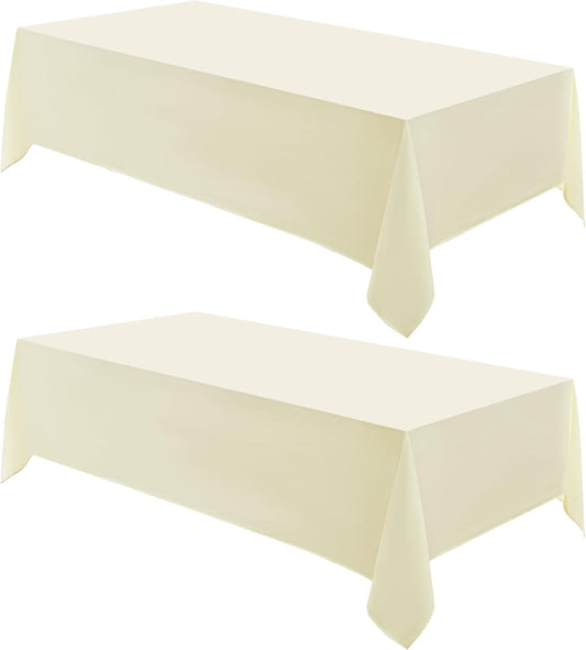 2 Pack Ivory Rectangle Tablecloths 90x132 Inch for 6ft Tables