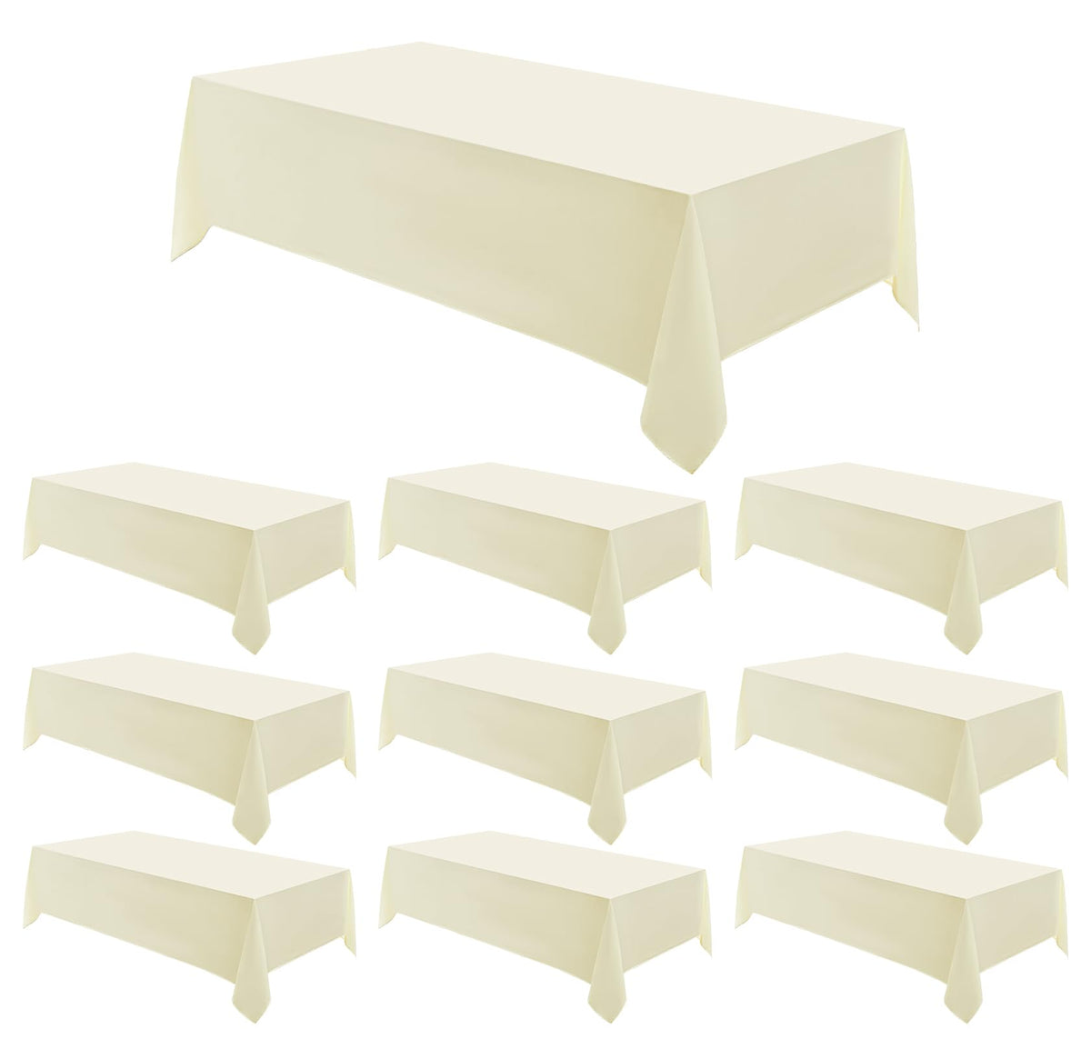 2 Pack Ivory Rectangle Tablecloths 90x132 Inch for 6ft Tables