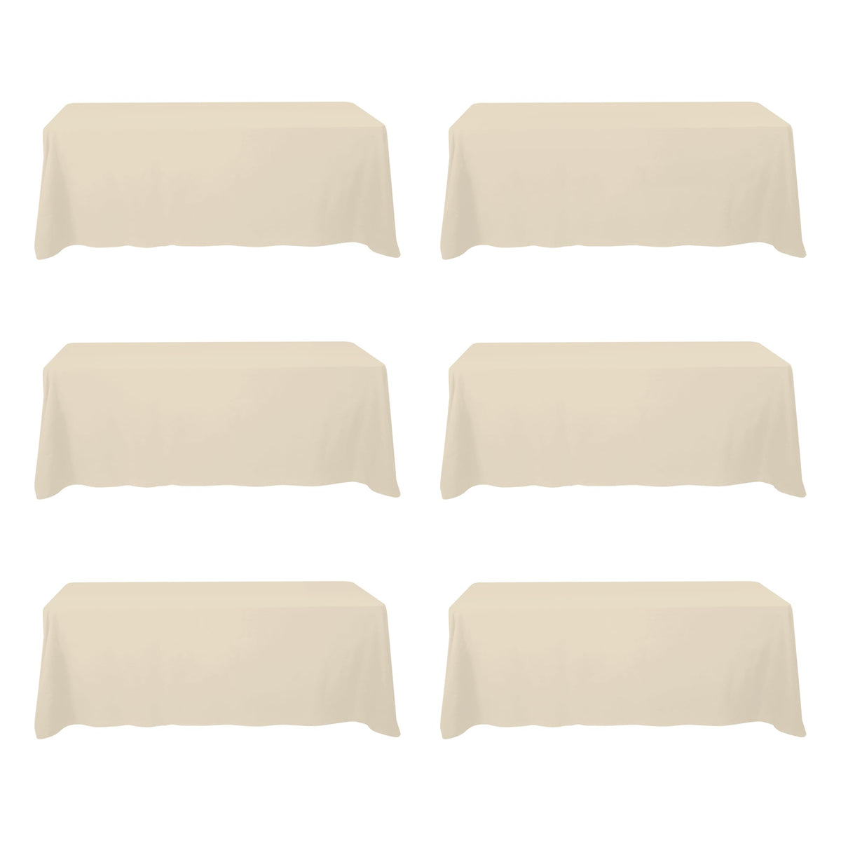 BRILLMAX 6 Pack Ivory Tablecloths 60x102 Inch for 6ft Rectangle Tables