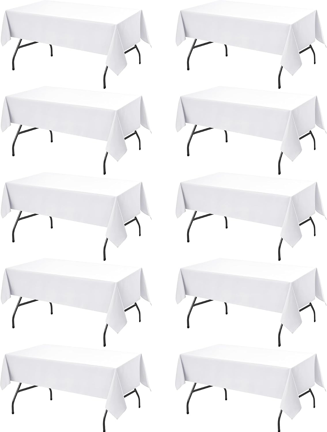 10-Pack White Tablecloths for Rectangle Tables, 60 x 102 Inches
