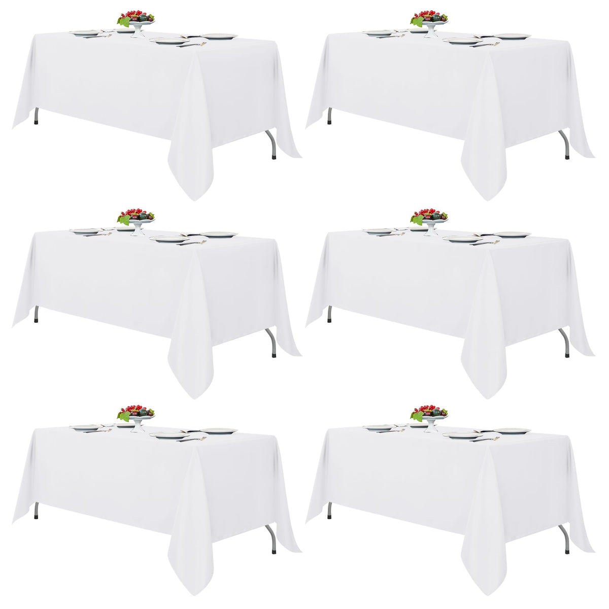 Fitable 6 Pack Black Tablecloths 70x120 Inch for 6-8 Ft Rectangle Tables