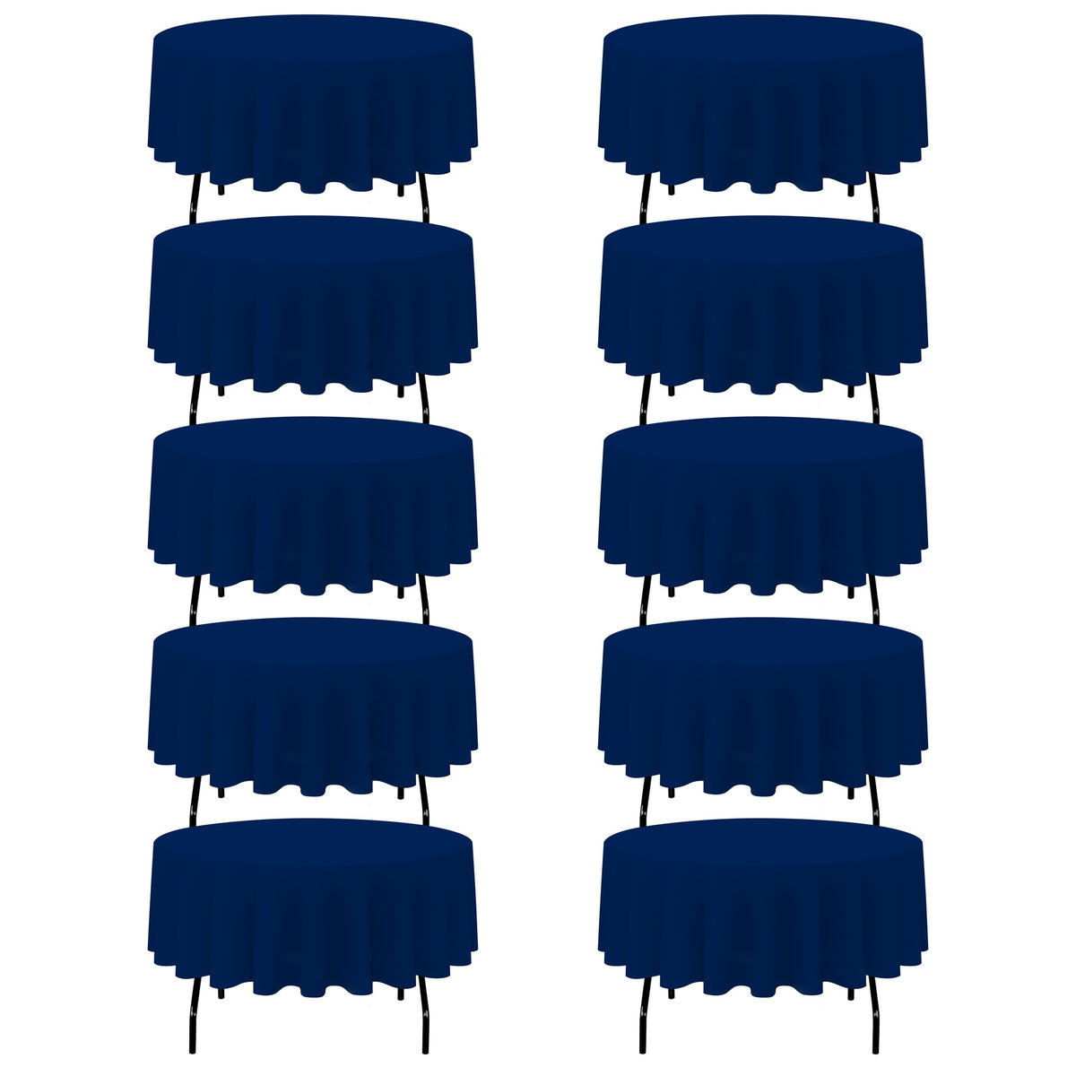 BRILLMAX 6 Pack Navy Blue Round Tablecloths 120 Inch for 60" Tables
