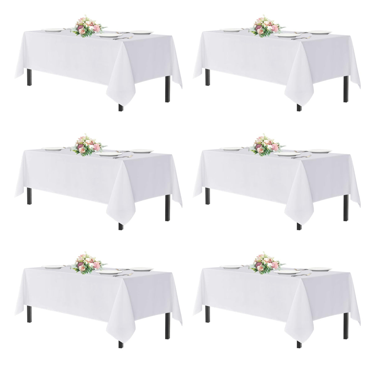 sancua Navy Blue Tablecloths 60x120 Inch for 8 Foot Tables, 6 Pack