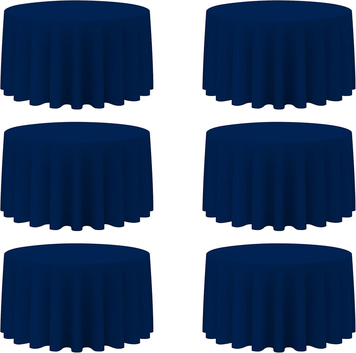 BRILLMAX 6 Pack Navy Blue Round Tablecloths 120 Inch for 60" Tables