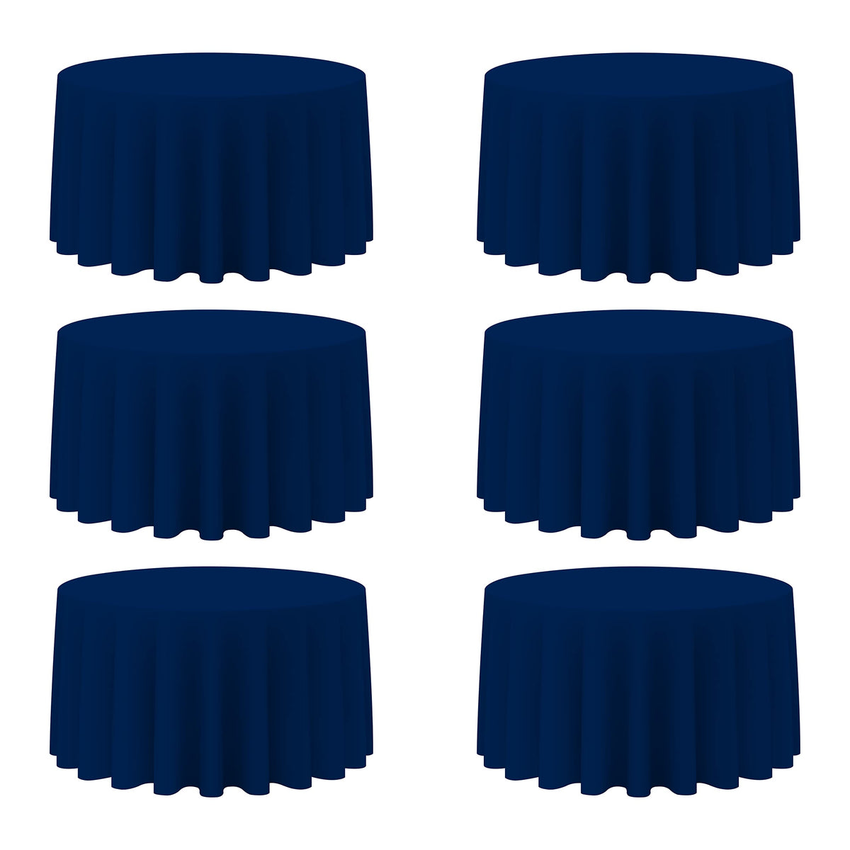 BRILLMAX 6 Pack Navy Blue Round Tablecloths 120 Inch for 60" Tables