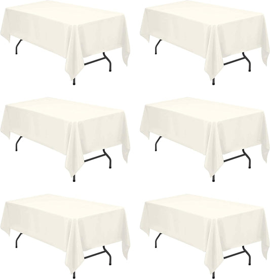 BRILLMAX 6 Pack Ivory Tablecloths 60x102 Inch for 6ft Rectangle Tables