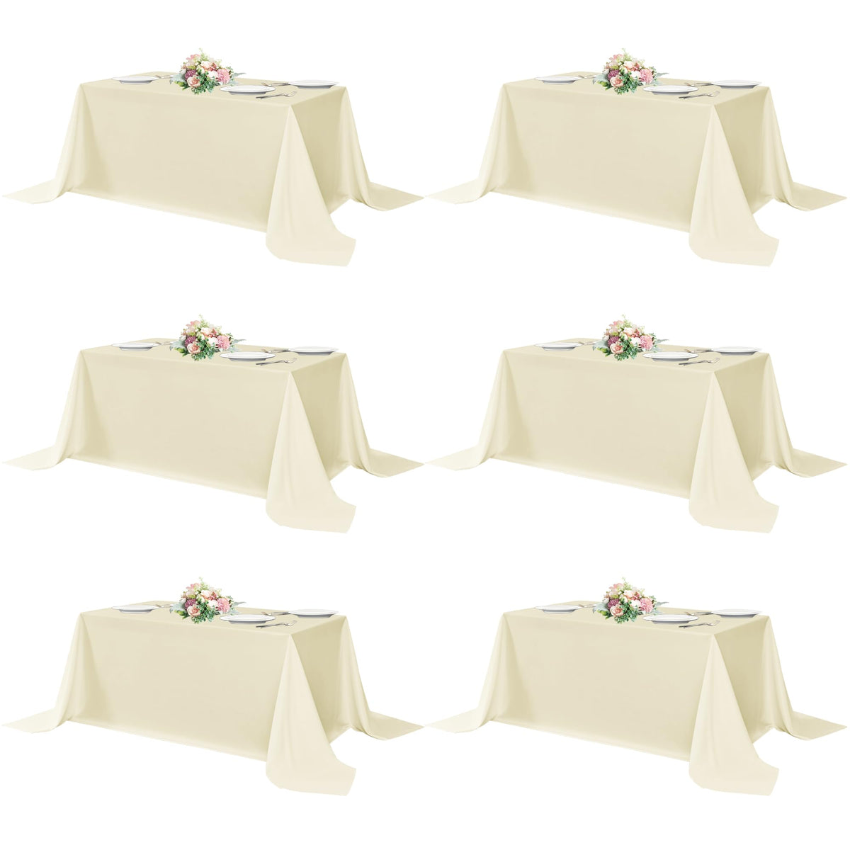 sancua Navy Blue Tablecloths 60x120 Inch for 8 Foot Tables, 6 Pack