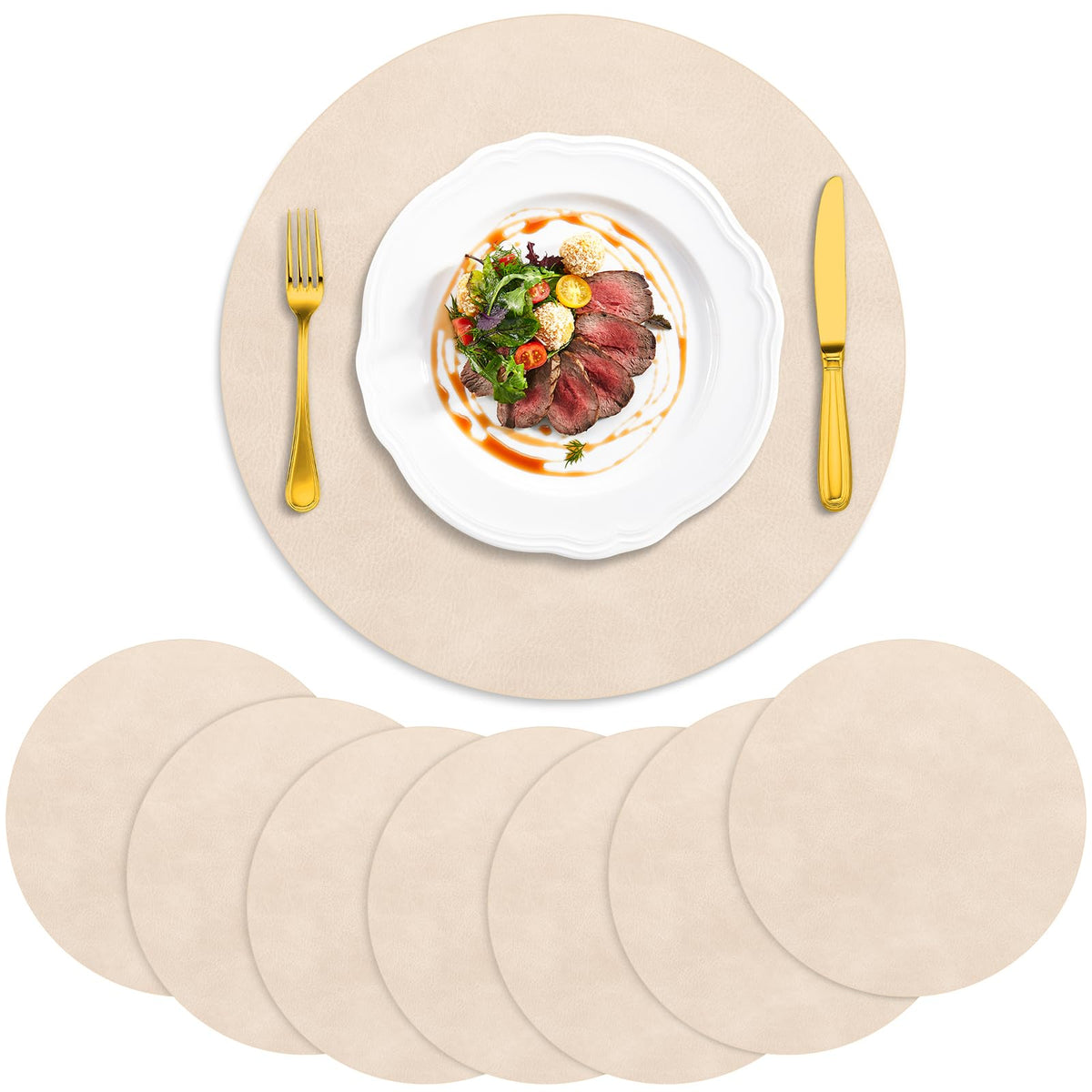 ADRIMER Oval Placemats Set of 4, Wipeable Faux Leather, 4 Colors