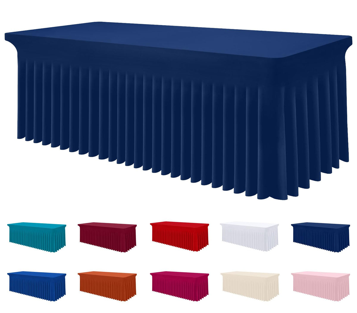 Smiry Spandex Elastic Fitted Table Cloth Skirt for 6FT Rectangle Table