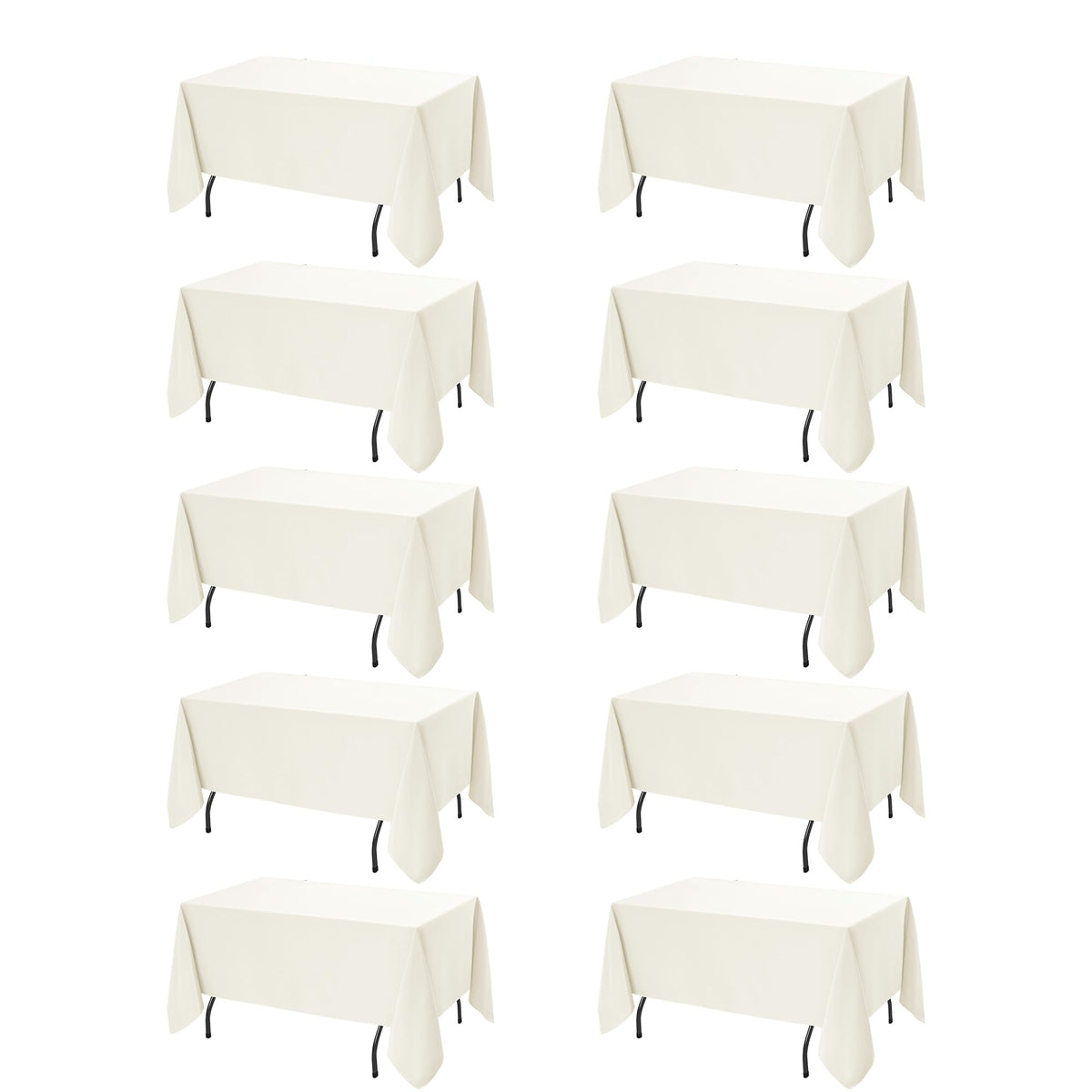 10-Pack White Tablecloths for Rectangle Tables, 60 x 102 Inches