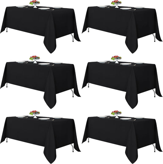Fitable 6 Pack Black Tablecloths 70x120 Inch for 6-8 Ft Rectangle Tables