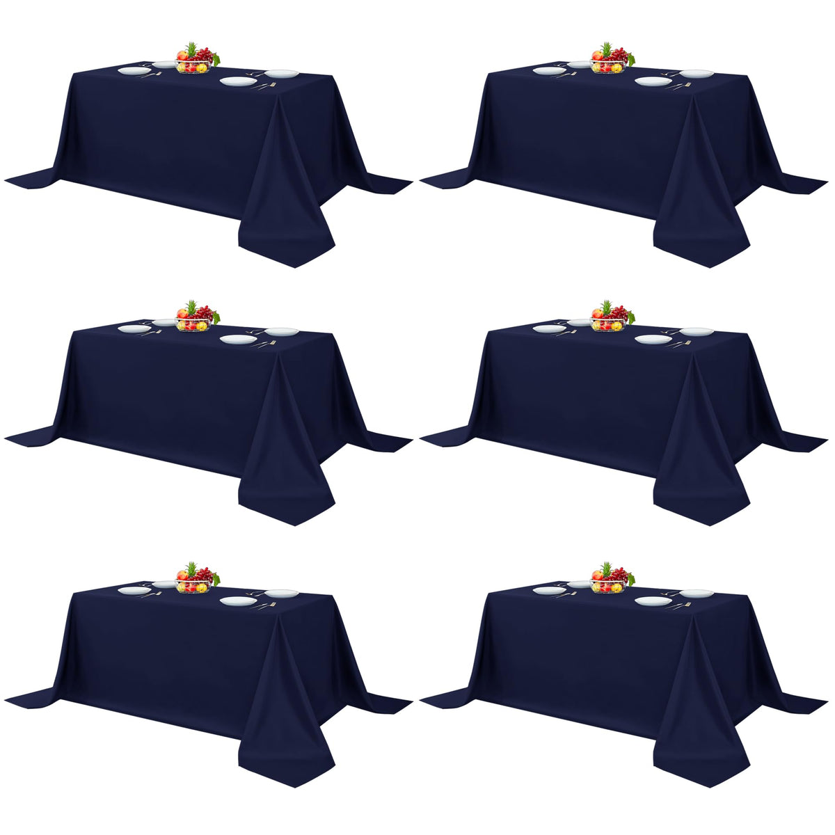 Fitable 6 Pack Black Tablecloths 70x120 Inch for 6-8 Ft Rectangle Tables