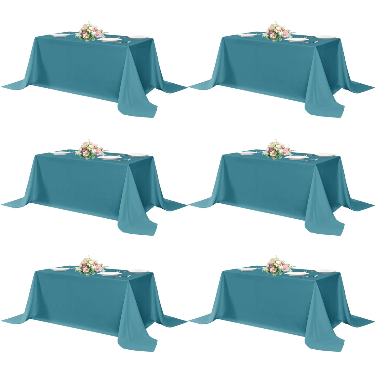 sancua Navy Blue Tablecloths 60x120 Inch for 8 Foot Tables, 6 Pack