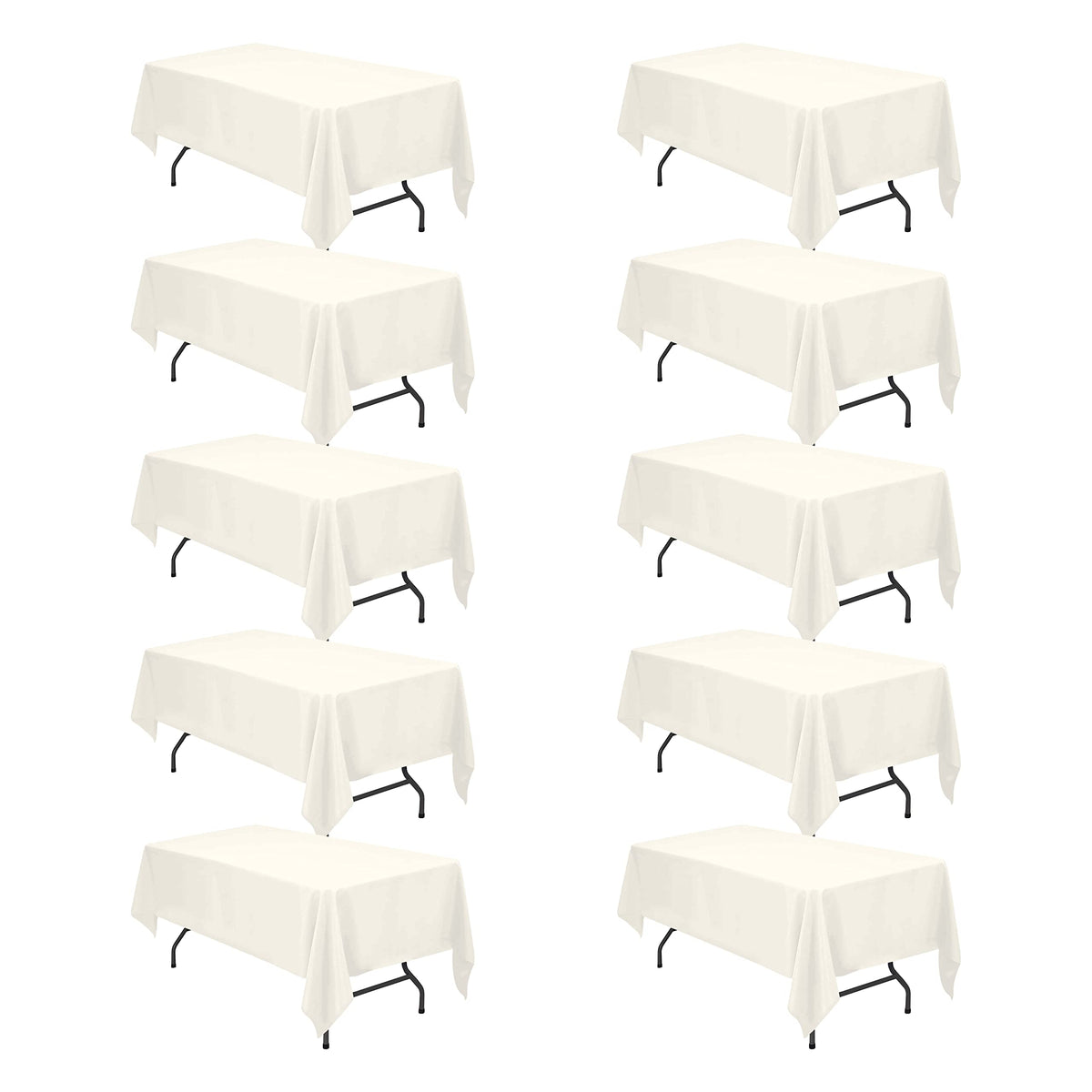 BRILLMAX 6 Pack Ivory Tablecloths 60x102 Inch for 6ft Rectangle Tables
