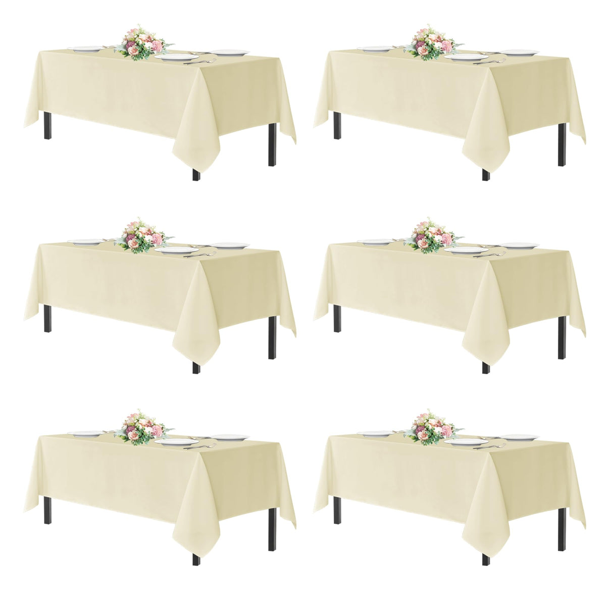 sancua Navy Blue Tablecloths 60x120 Inch for 8 Foot Tables, 6 Pack