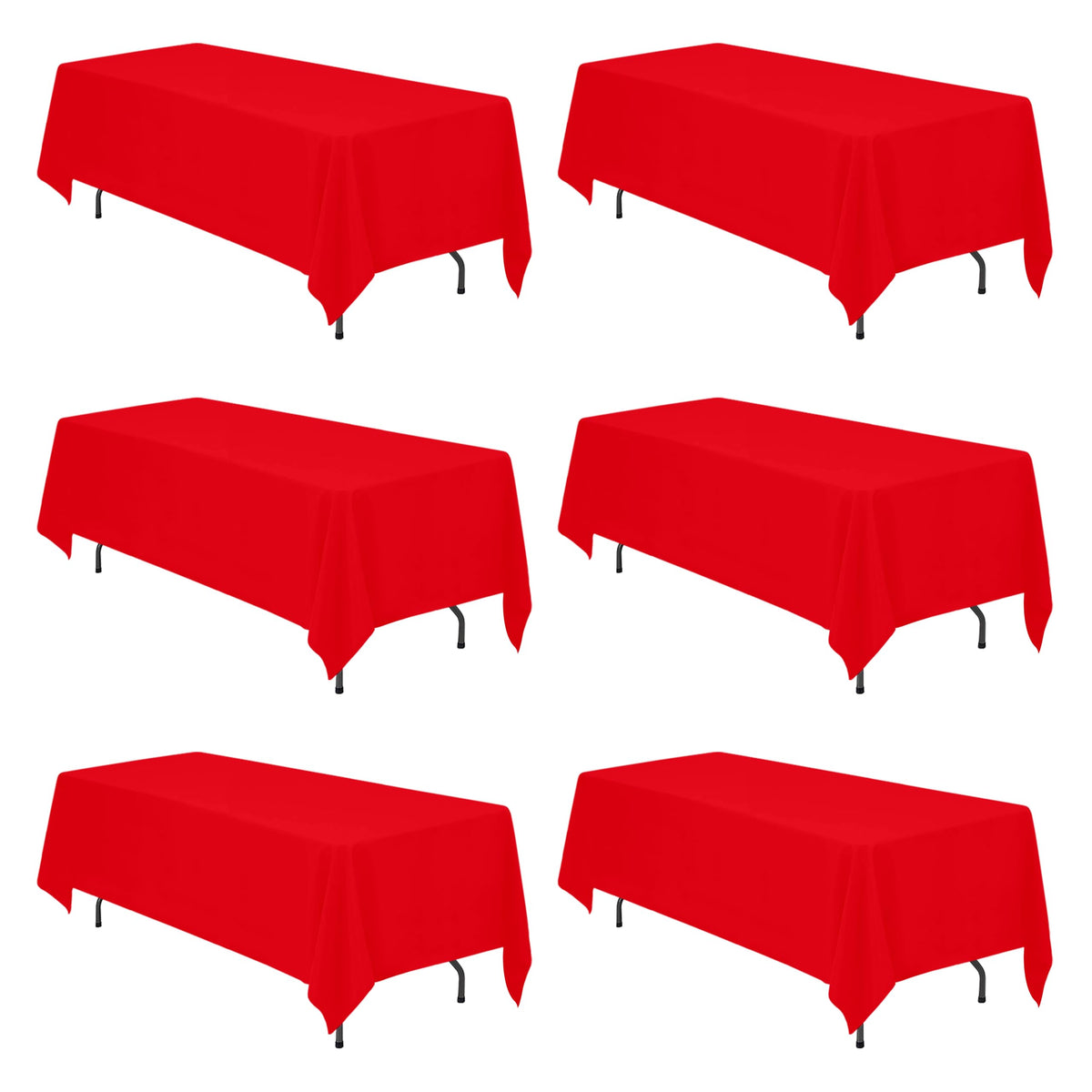 BRILLMAX 6 Pack Ivory Tablecloths 60x102 Inch for 6ft Rectangle Tables