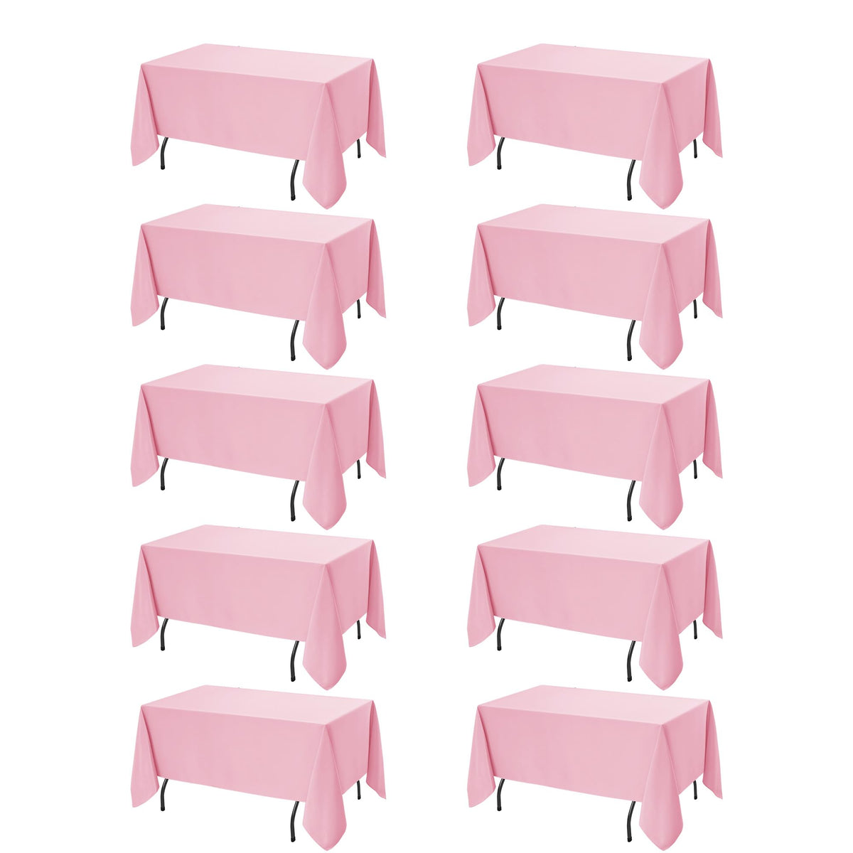 10-Pack White Tablecloths for Rectangle Tables, 60 x 102 Inches