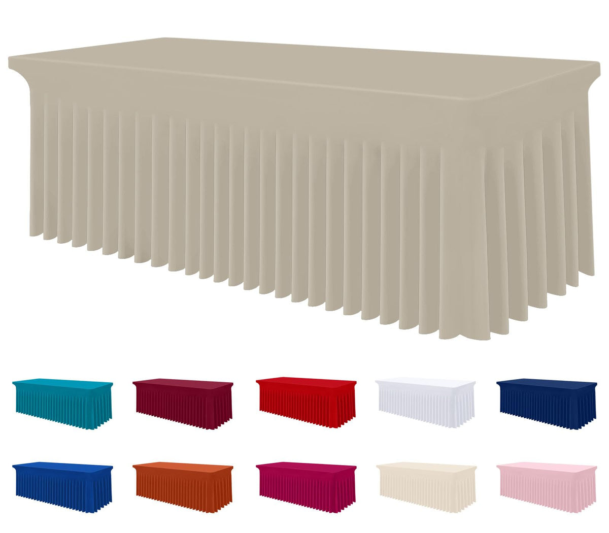 Smiry Spandex Elastic Fitted Table Cloth Skirt for 6FT Rectangle Table