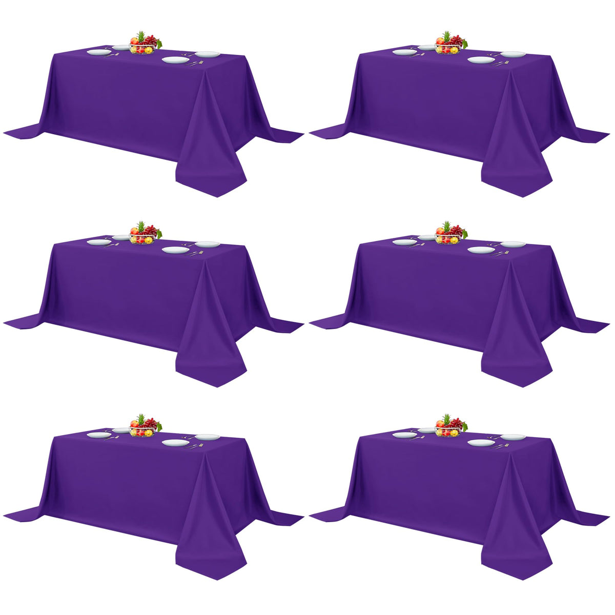 Fitable 6 Pack Black Tablecloths 70x120 Inch for 6-8 Ft Rectangle Tables