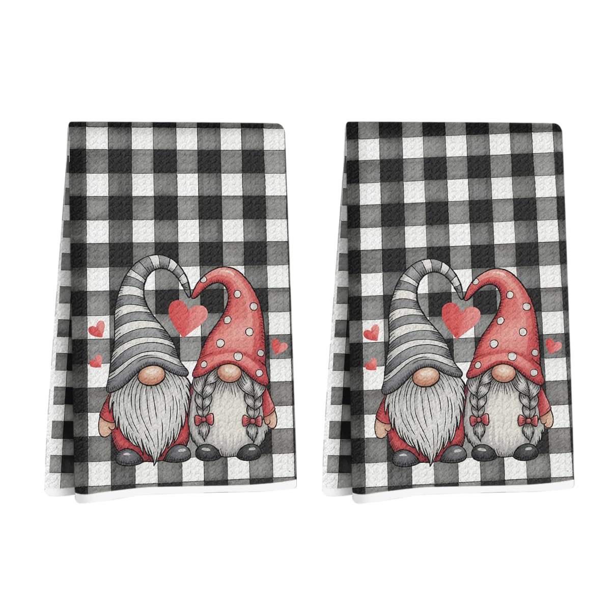 2 Pcs Gnome Heart Kitchen Towels Decorative Hand Towels
