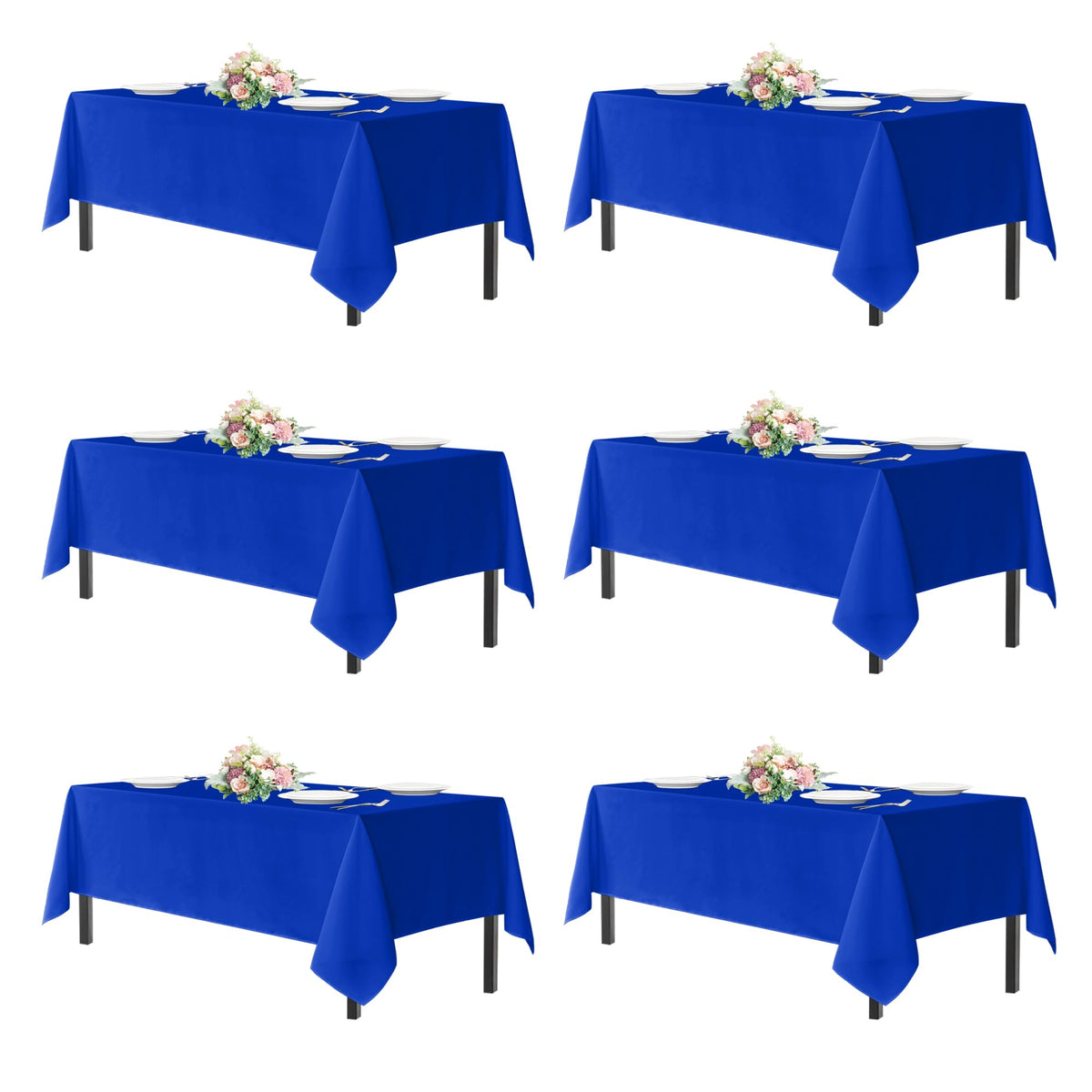 sancua Navy Blue Tablecloths 60x120 Inch for 8 Foot Tables, 6 Pack