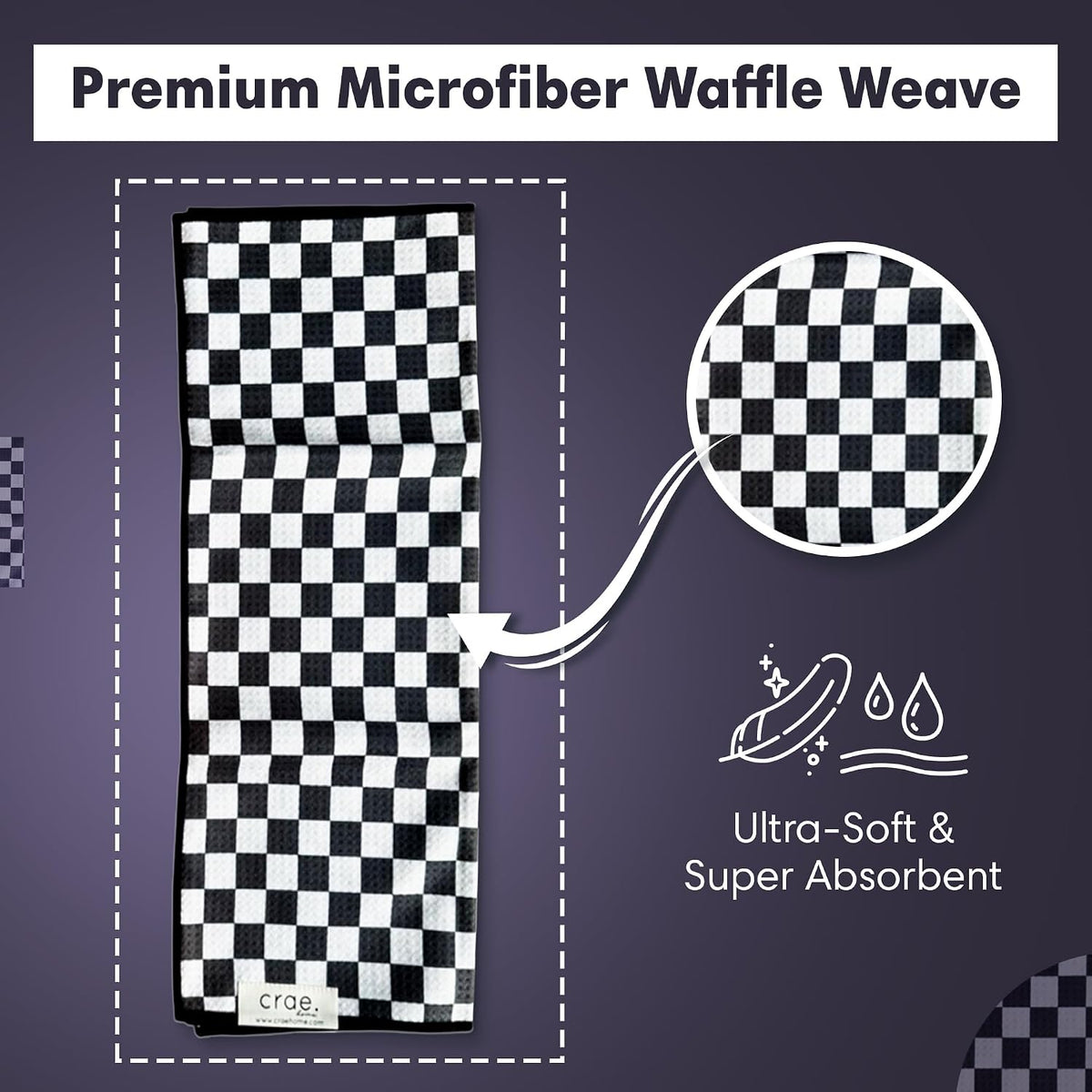 Double-Sided Microfiber Hand Towels, Waffle Kitchen Towels Set for Home Use