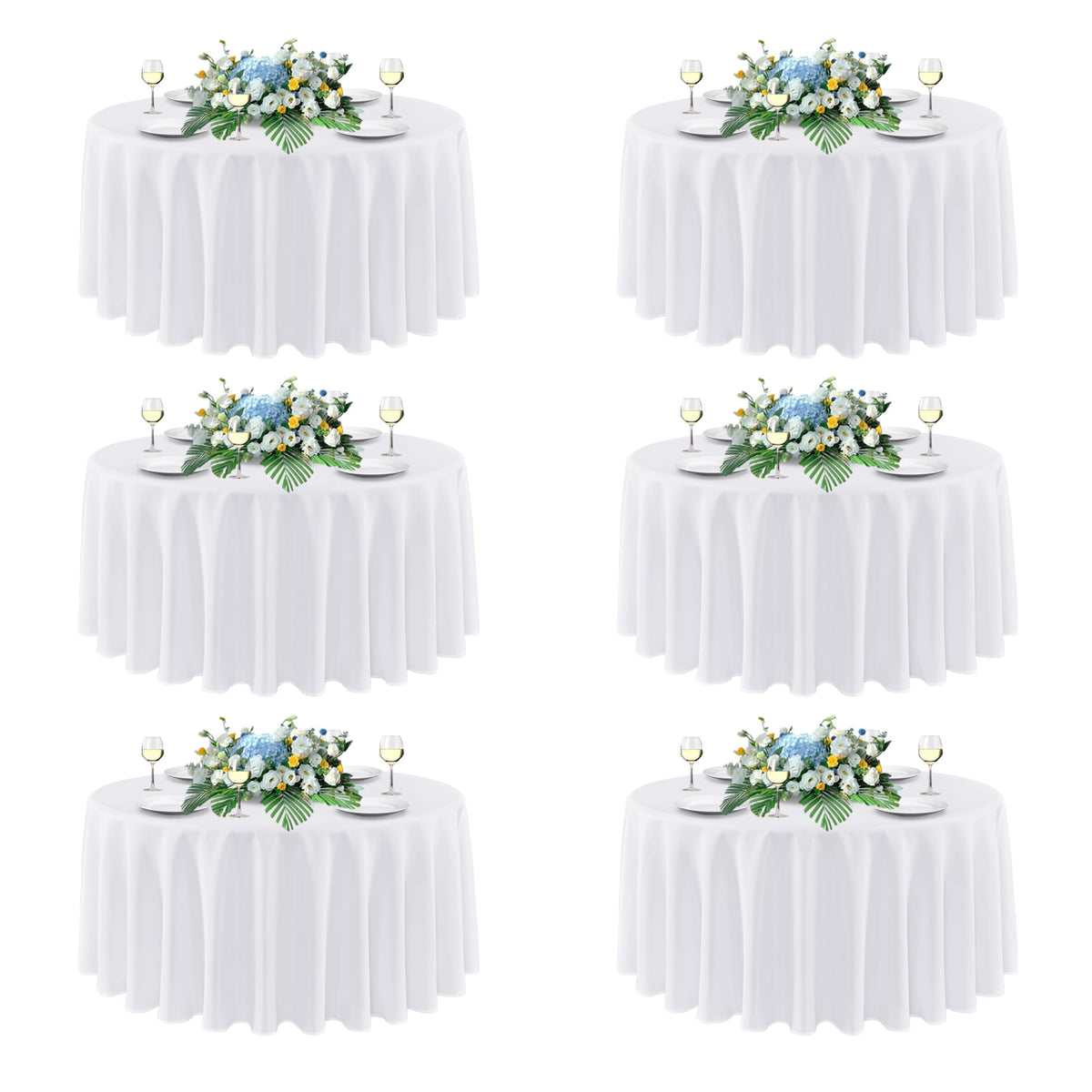 sancua Navy Blue Tablecloths 60x120 Inch for 8 Foot Tables, 6 Pack