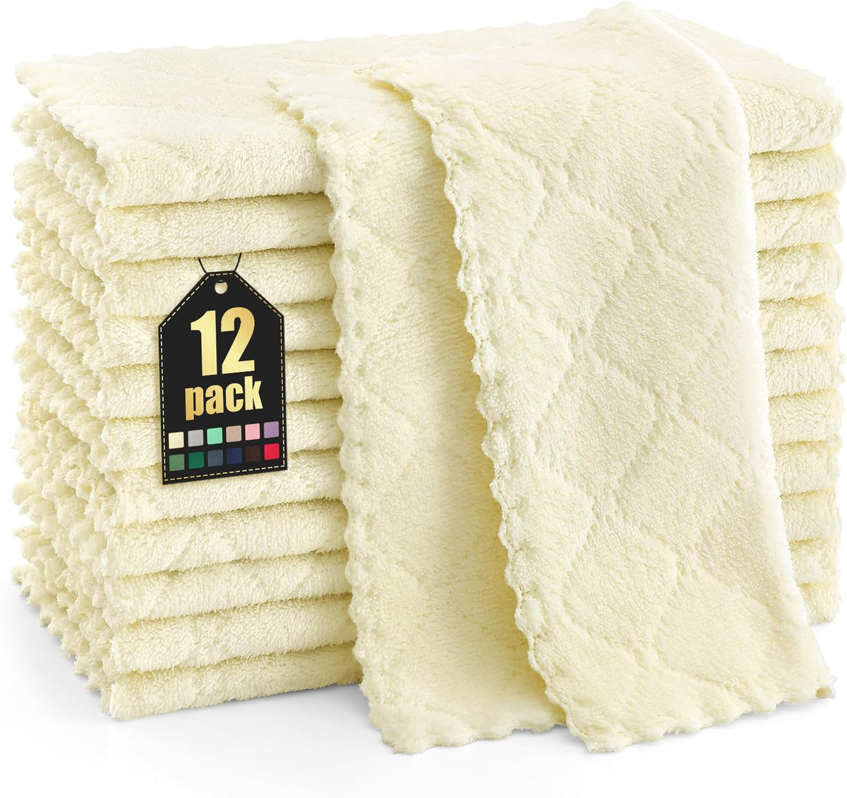 Homaxy 12 Pack Super Soft & Absorbent Dish Cloths, 10" x 10", Grass Green