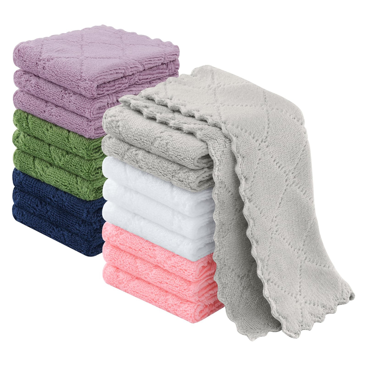 Homaxy 12 Pack Super Soft & Absorbent Dish Cloths, 10" x 10", Grass Green
