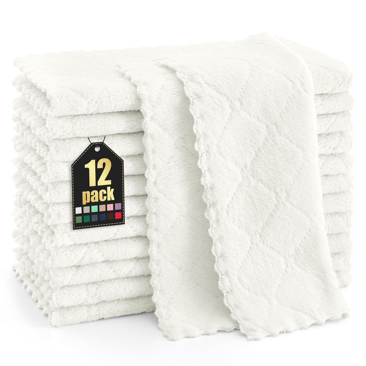 Homaxy 12 Pack Super Soft & Absorbent Dish Cloths, 10" x 10", Grass Green