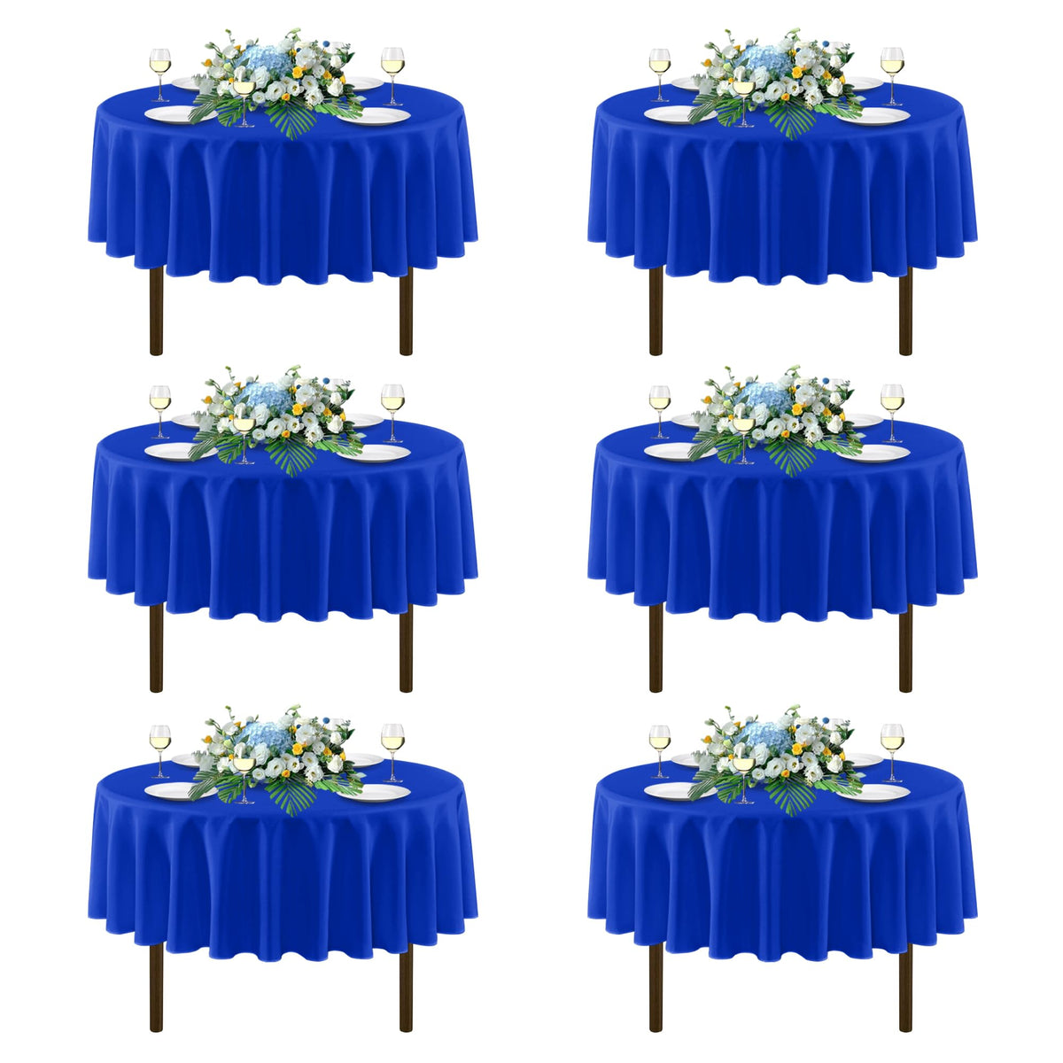 sancua Navy Blue Tablecloths 60x120 Inch for 8 Foot Tables, 6 Pack