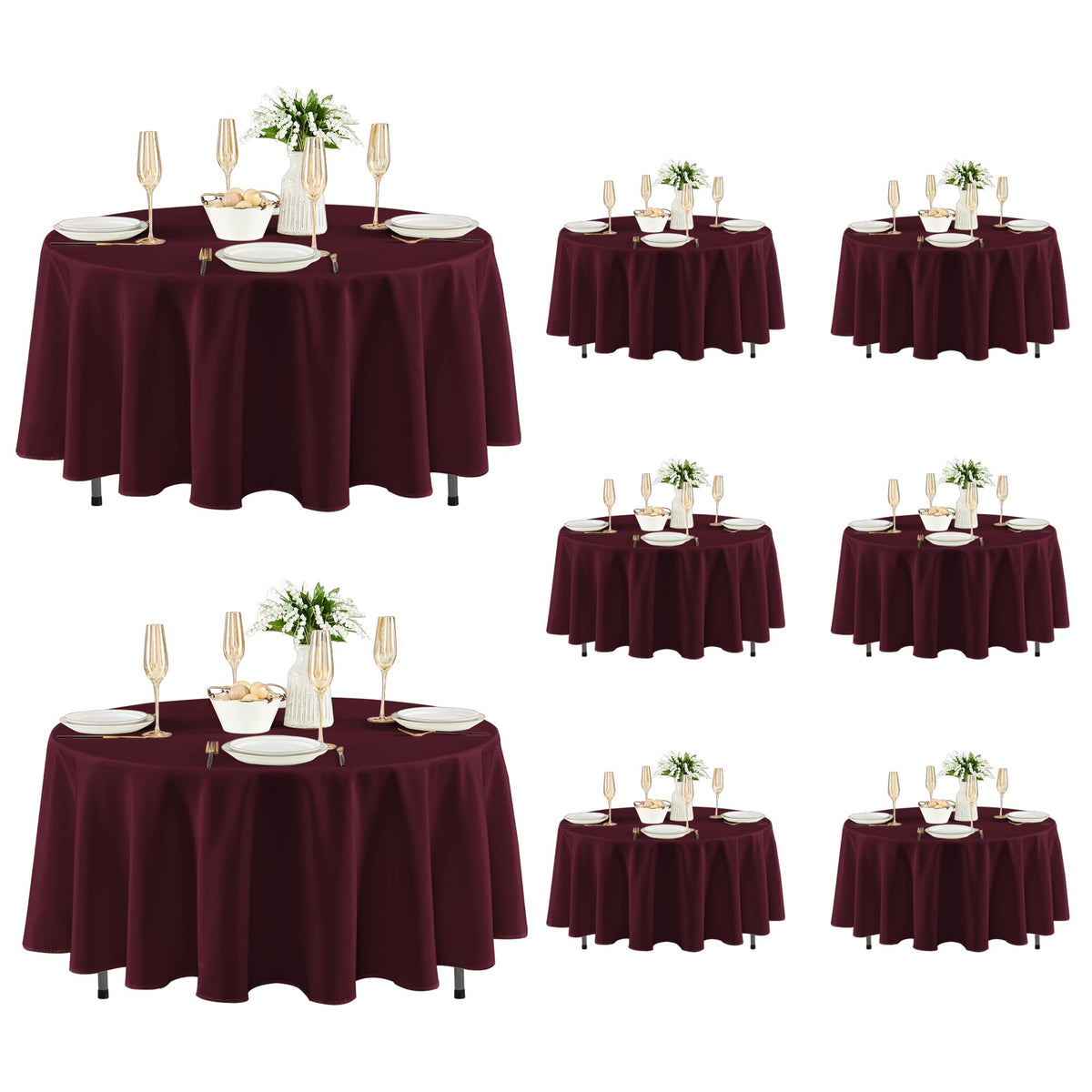 Fitable 6 Pack Black Tablecloths 70x120 Inch for 6-8 Ft Rectangle Tables