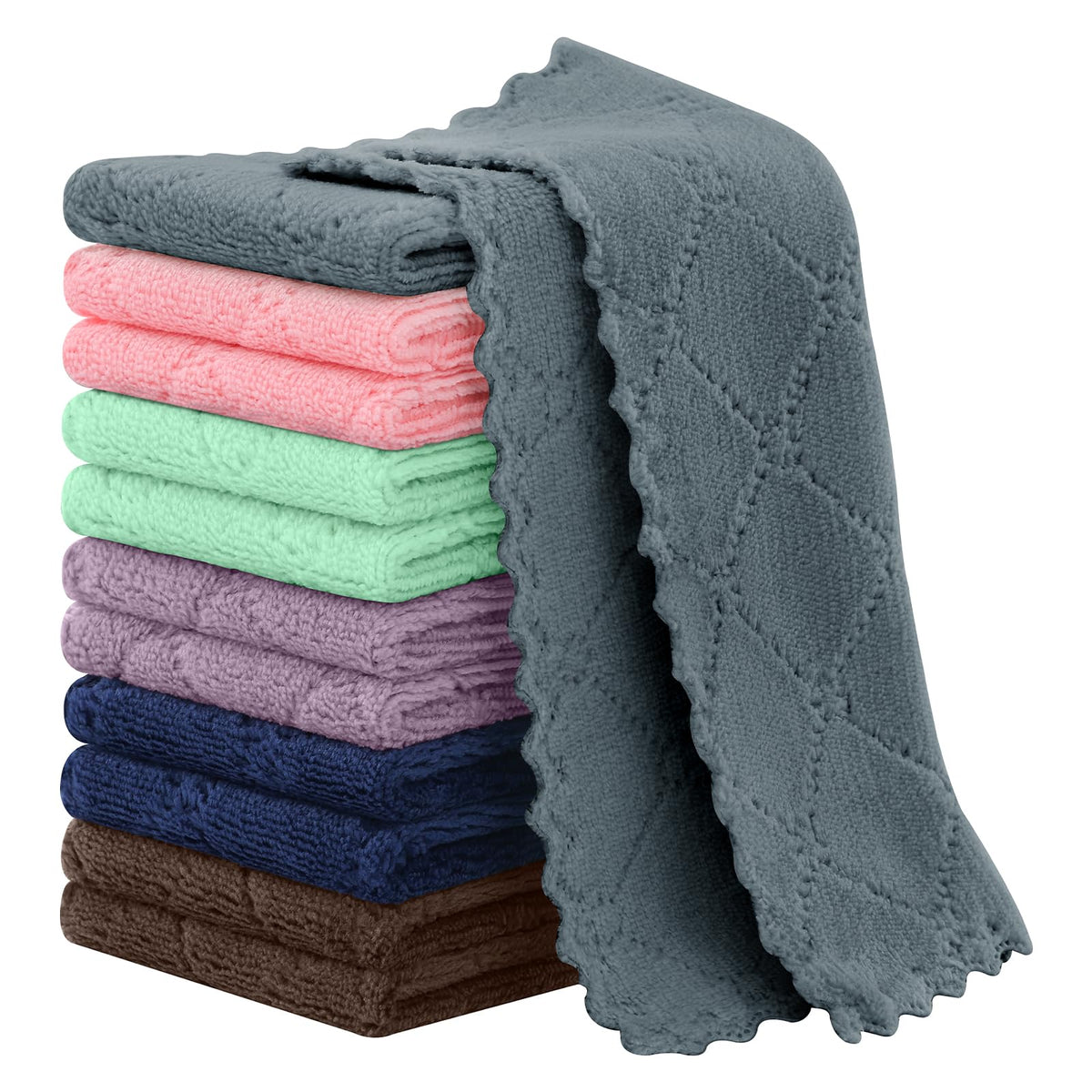 Homaxy 12 Pack Super Soft & Absorbent Dish Cloths, 10" x 10", Grass Green
