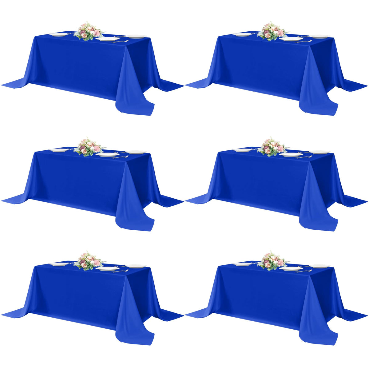 sancua Navy Blue Tablecloths 60x120 Inch for 8 Foot Tables, 6 Pack