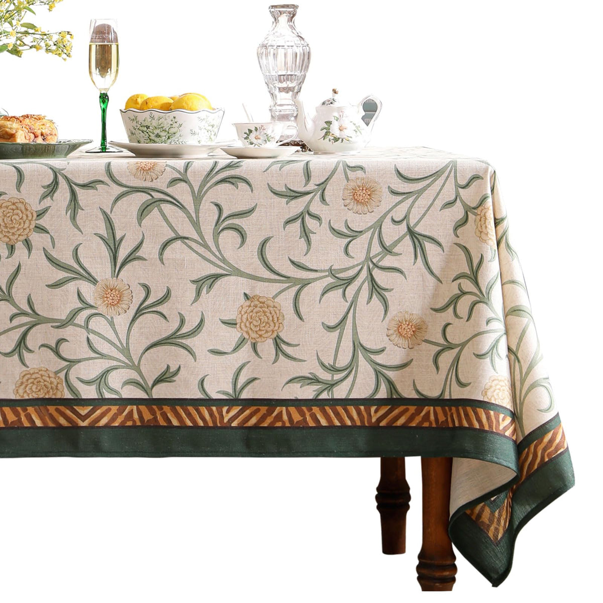 patdrea Vintage French Linen Tablecloth,Rectangular,79"x55"-Wensel