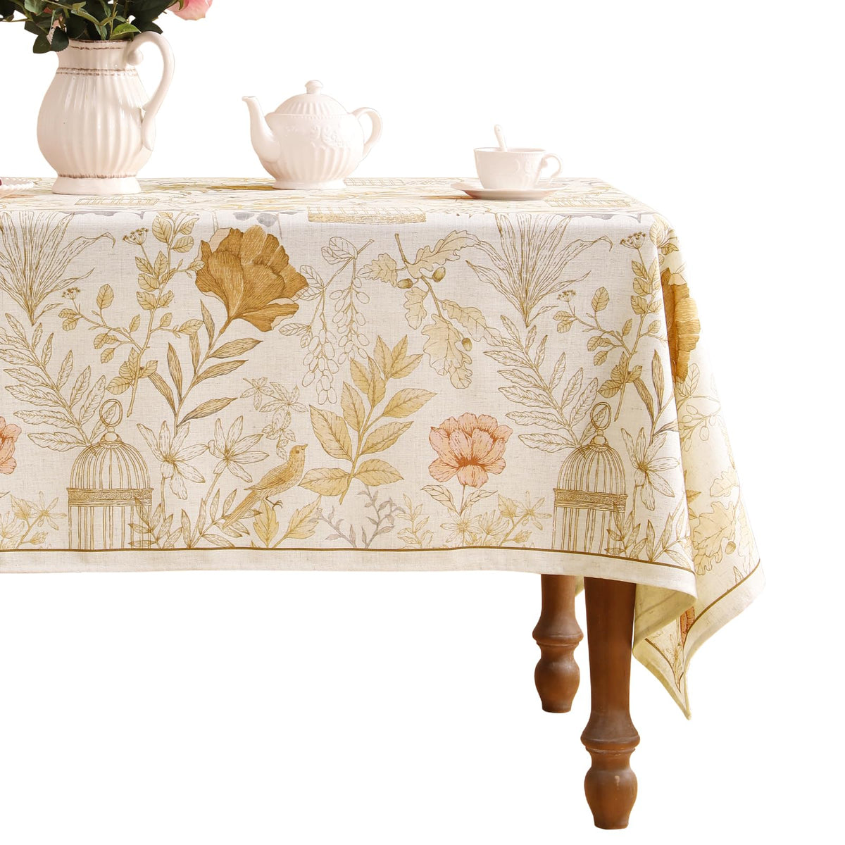 patdrea Vintage French Linen Tablecloth,Rectangular,79"x55"-Wensel