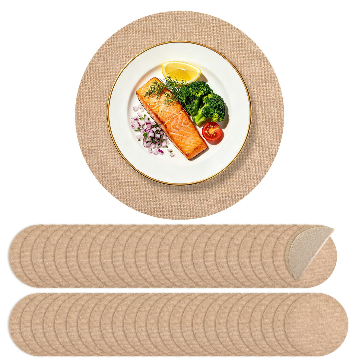 25 Pieces 13.78 Inch Burlap Round Placemats,Reusable Rustic Jute Table Mats