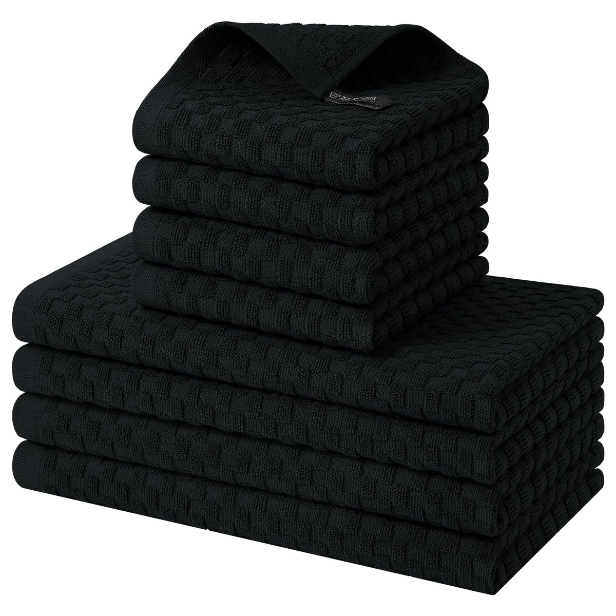 Homaxy 8 Pack 100% Cotton Kitchen Towels and Dishcloths Set, Dark Grey